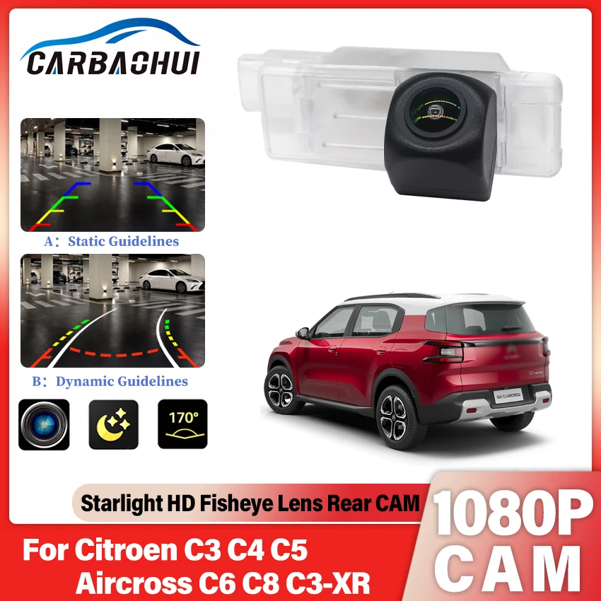 170° Vehicle Reverse Camera For Citroen C3 C4 C5 Aircross C6 C8 C3-XR HD 1080P FishEye Car Rear View Camera CCD Night Vision