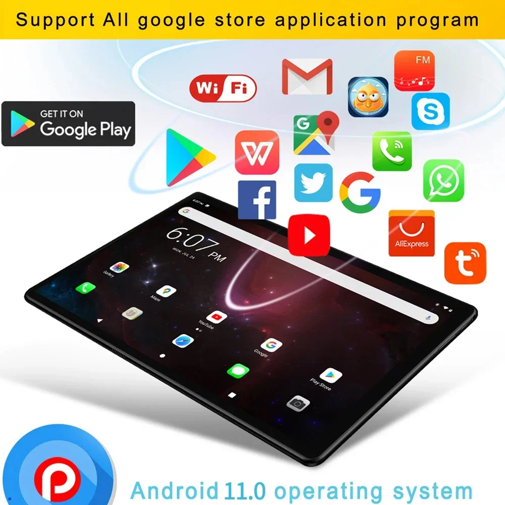 Imagem -03 - Android 11 Tablet pc Octa Core 4gb de Ram 64gb Rom Google Play Wifi Bluetooth Dual 3g Phone Call 10 Novo