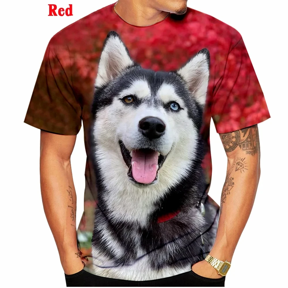 

Men Animal Siberian Husky print Summer New Fashion 3D print T-shirt Funny Personality Creative O-neck short sleeve Man Tops