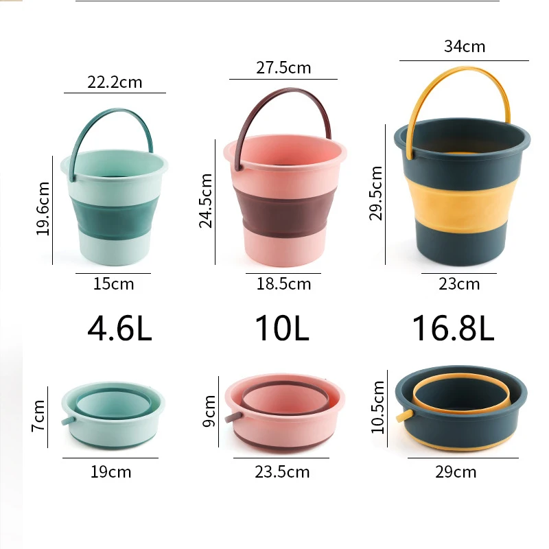 Hot Portable Collapsible Bucket Silicone Folding Bucket Basket Clothes Storage Bucket Camping Outdoor Travel Portable Bucket