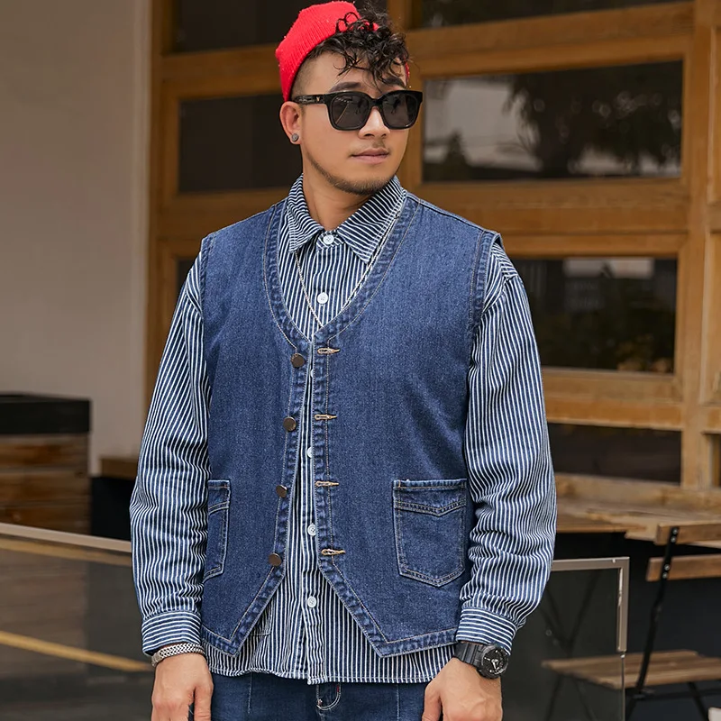 Casual Oversized 75% Cotton Denim Vest Plus Size 7XL 6XL 5XL Loose Men\'s Sleeveless Jeans Tank Vintage Summer Y2k Youth Workwear