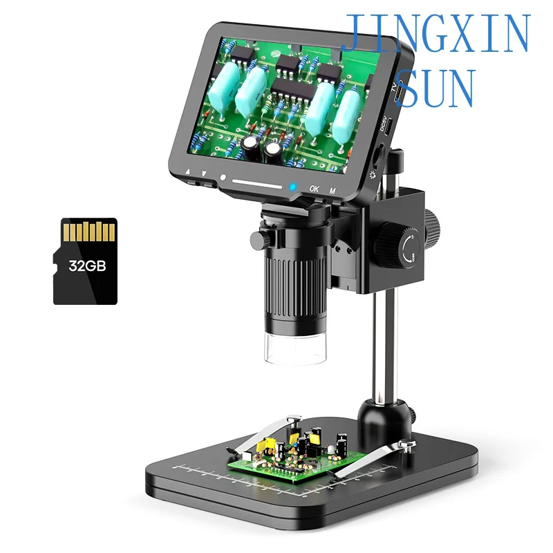 23 5-inch HD Digital Microscope for Mobile Phone Circuit Board Inspection Measurement Tool with Adjustable Focus and LED