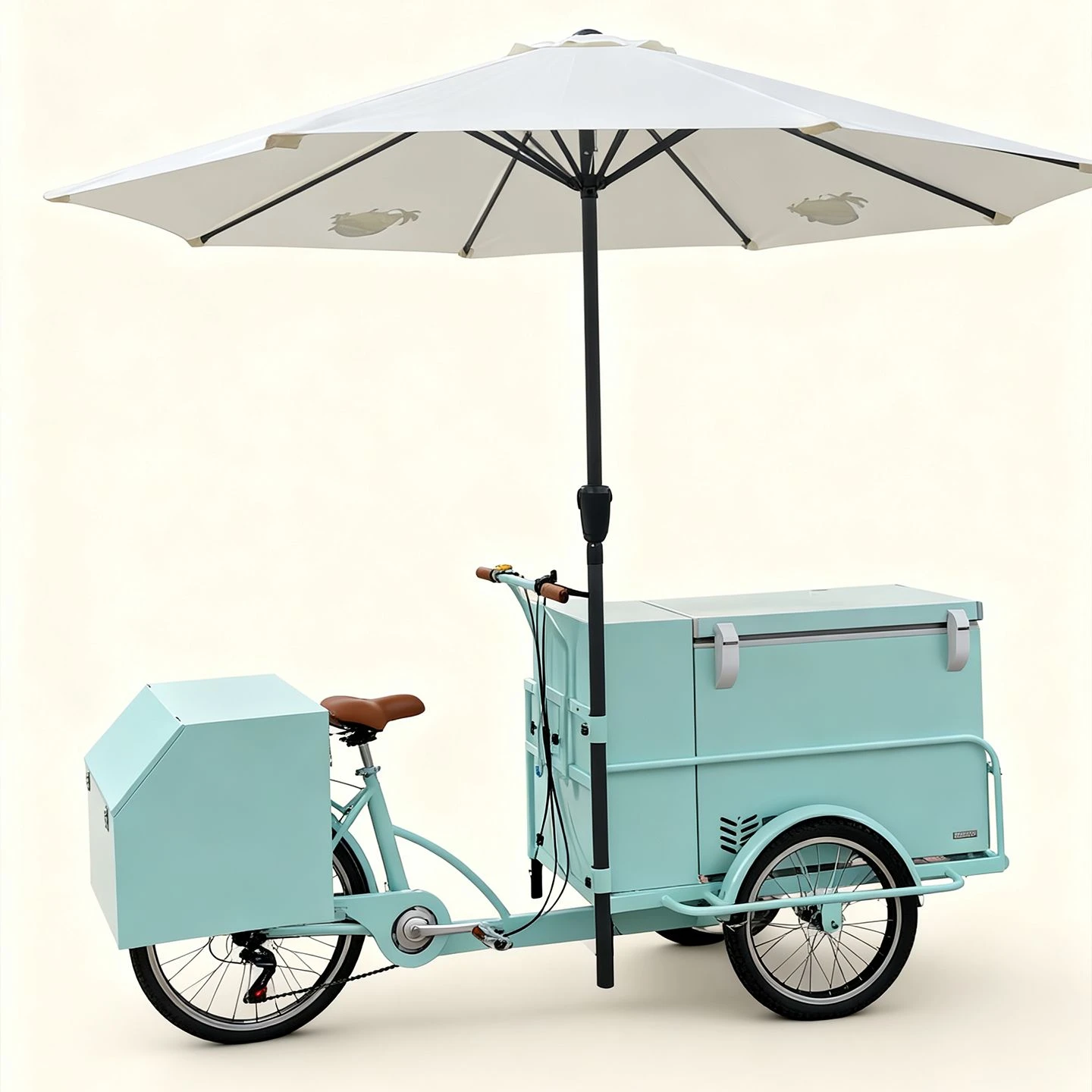 Human‑Powered Reverse Tricycle, Mobile Ice‑Cream & Cold‑Drink Cart With Built‑in Fridge