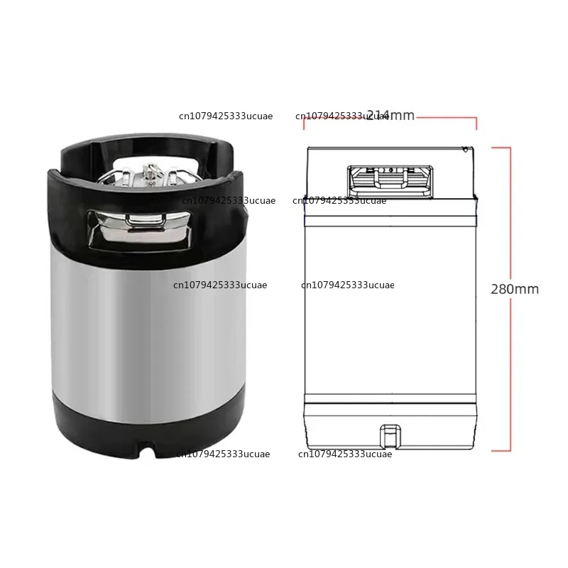 1.75 Gal Beer Keg Rubber Handle Barrel Stainless Steel Homebrew Growler Leak Proof Top Lid Beer Bucket  Ball Lock Type