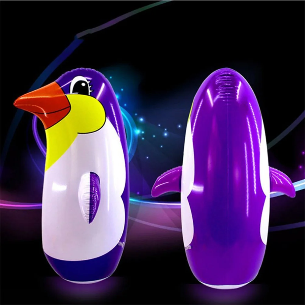 6 Pcs Bath Toys for Babies Inflatable Kids Tumbler Sandbag Penguin Punching Baby