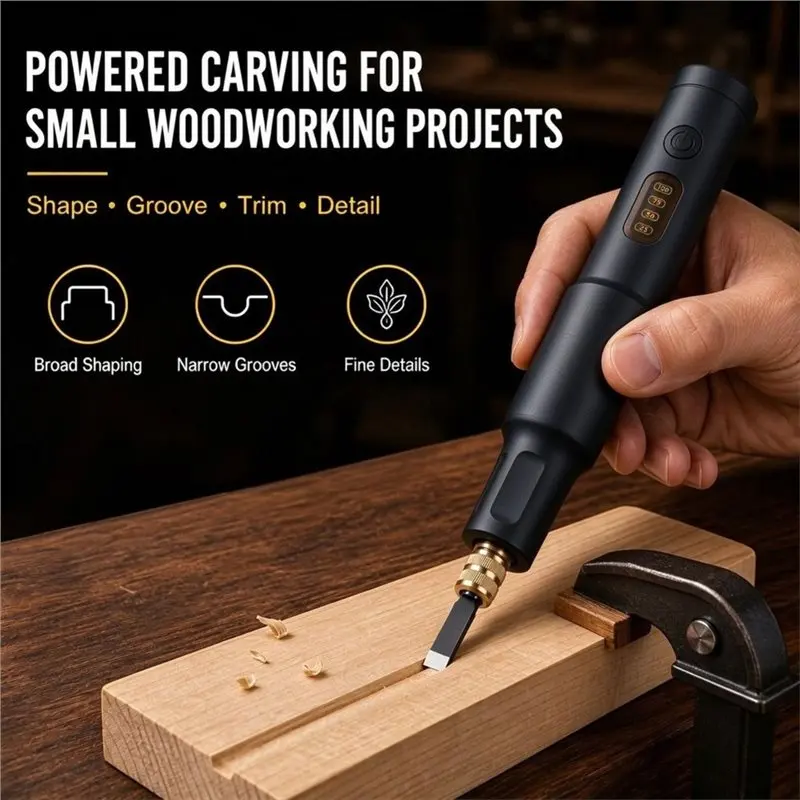 B-Est USB-C Rechargeable Cordless Electric Carving Tool Set-Wood Carving Chisel Kit, Power Carving With 20 Blades Included