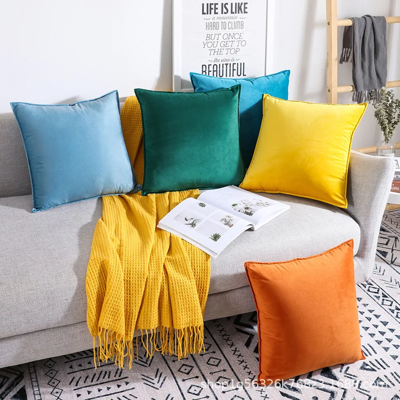 

45x45cm Throw Cushion Cover Nordic Modern Simple Solid Color Velvet Bedroom Living Room Sofa Comfortable Pillow Case Cover