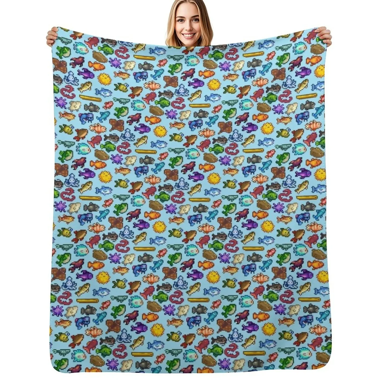 

Stardew Valley Fish Throw Blanket Weighted valentine gift ideas Luxury Throw Large Blanket