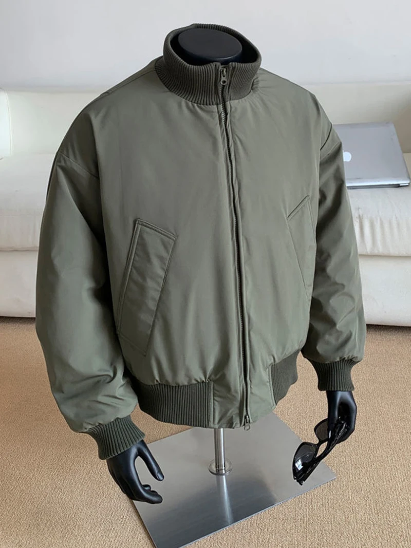 韓国ファッション冬ジャケットメンズカジュアル綿入りジャケットストリートウェアスリムフィットかさばらないスタイリッシュなボンバージャケット保温トレンド