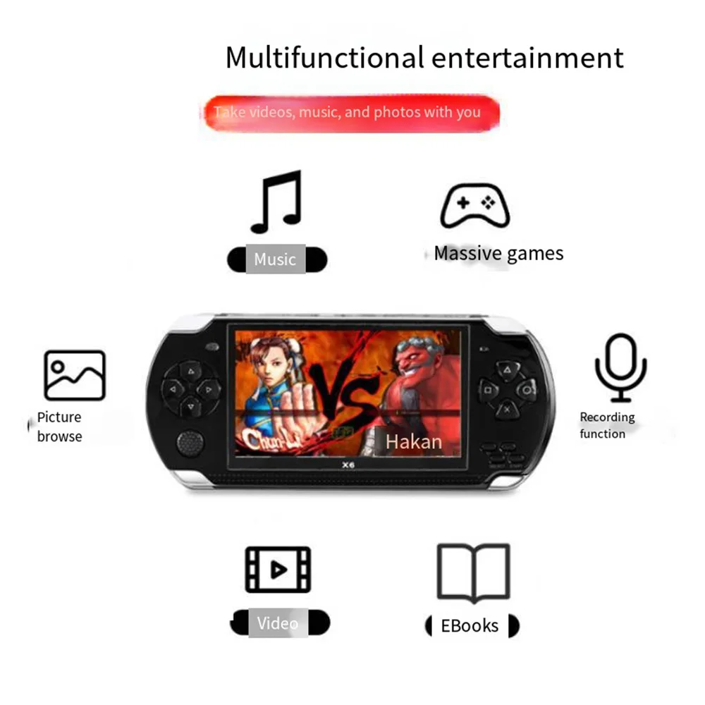 

Portable Handheld Game Console 4.3inch HD Photography Audio Playback Device 64-bit 8GB Retro Game Console