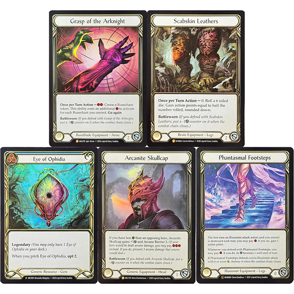 

FAB Reglar Foil Proxy Game Cards Grasp of the Arknight Scabskin Leathers Eye of Ophidia Arcanite Skullcap Phantasmal Footsteps