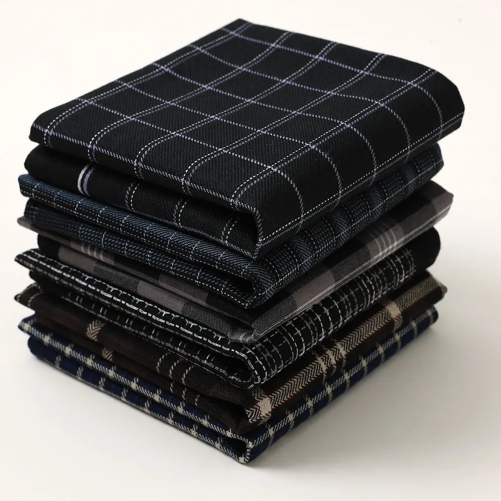 11Pcs Men's Pure Cotton Handkerchief Classic Yarn-dyed Plaid Old-fashioned Thin Absorbent Sweat Towel Stylish and Elegant