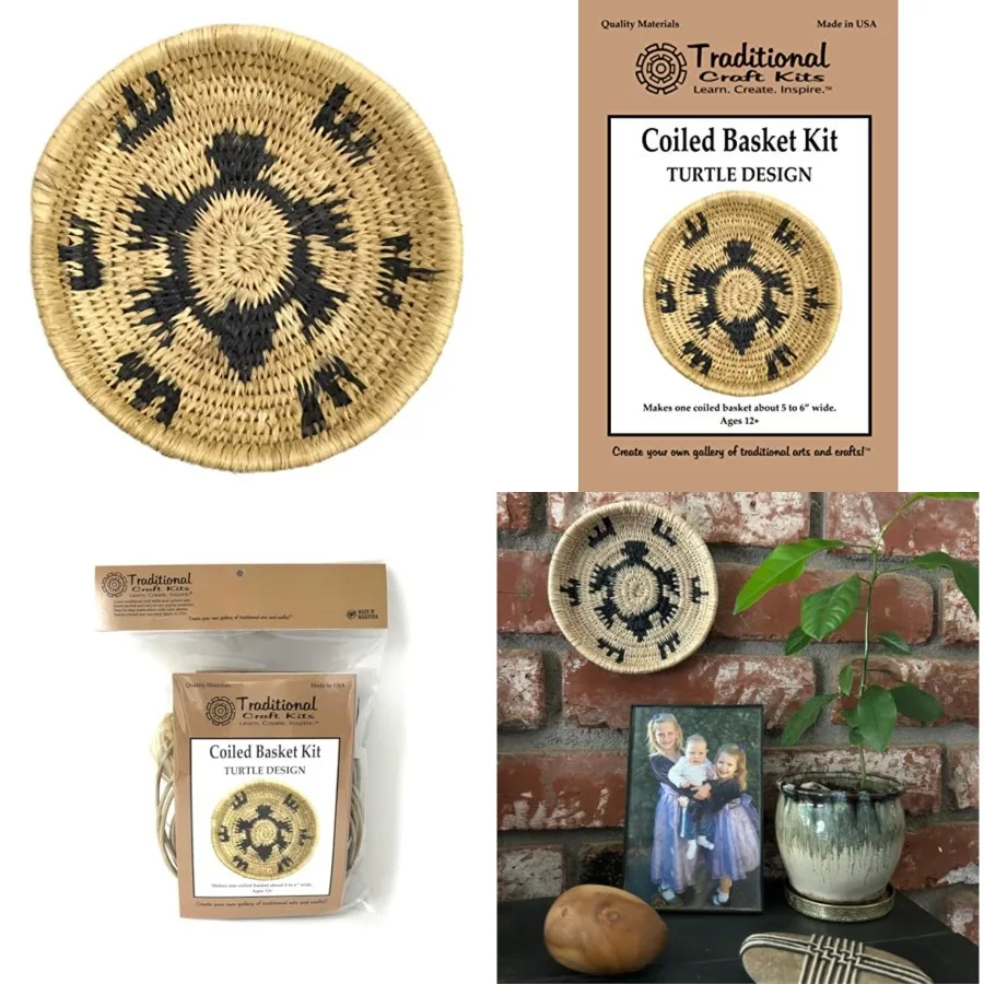 

Coiled Basket Weaving Kit Turtle Design - Weave Kit for and Adults Complete with Basket Weaving Supplies and Instructional Book