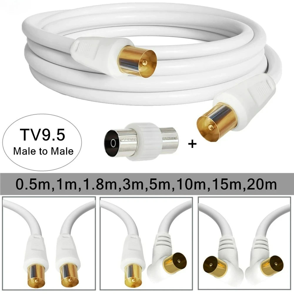 RG59U Cable  9.5mm TV Adapter Cord Coaxial TV Cable for Satellite TV Cable Modem Set-top Box Gold Plated