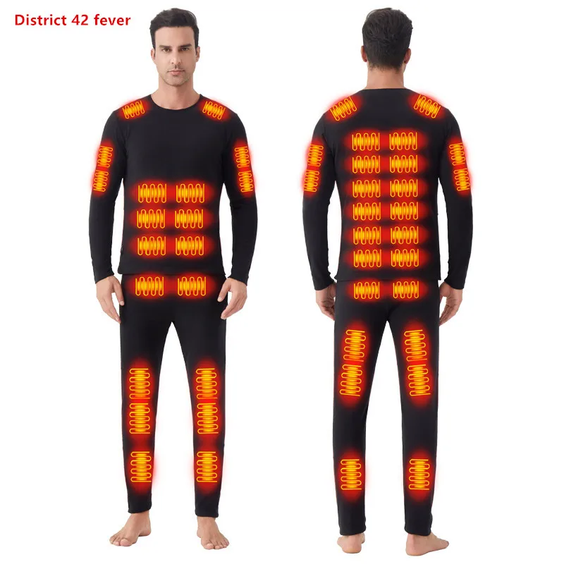 New Winter Unisex 42 Zone Heating And Warmth Base Two-Piece Set Middle-Aged And Elderly With Thickened Heating  (No Power Bank)
