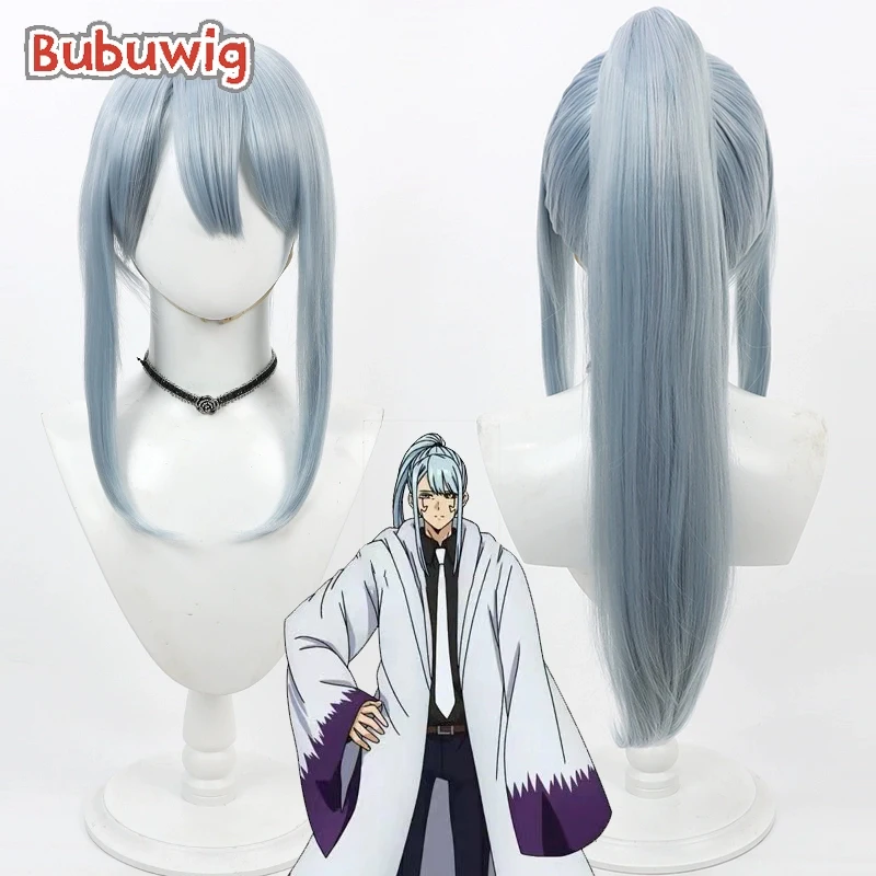 Bubuwig Synthetic Hair Abyss Razor Cosplay Wig Mashle: Magic And Muscles Abyss Razor 55cm Light Blue Ponytail Wig Heat Resistant