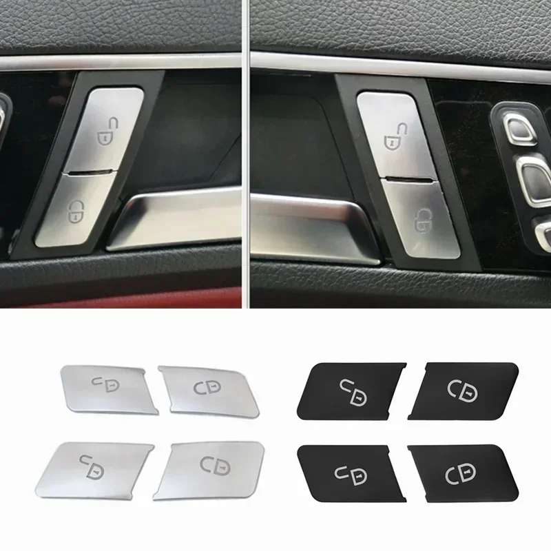 For Mercedes Benz C E Class W204 W212 C200 E200 E250 Door Lock Unlock Buttons Decoration Cover Stickers Trim Car  Accessories