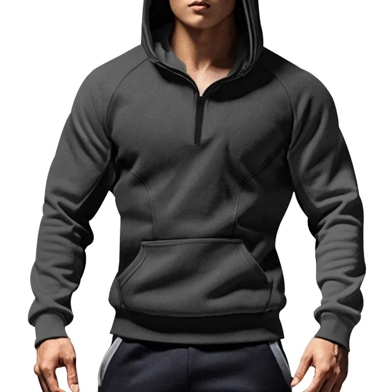 European and American Autumn and Winter Sweatshirt Hoodie Long-Sleeved Semi-Stitching Men's Casual Pullover Hooded Jacket Coat