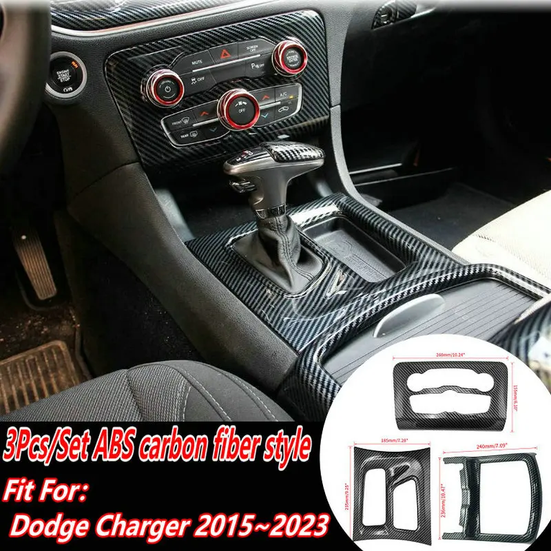 

3 шт. для Dodge Charger 2015 ~ 2023 ABS из углеродного волокна, внутренняя панель управления кондиционером и декоративная панель переключения передач