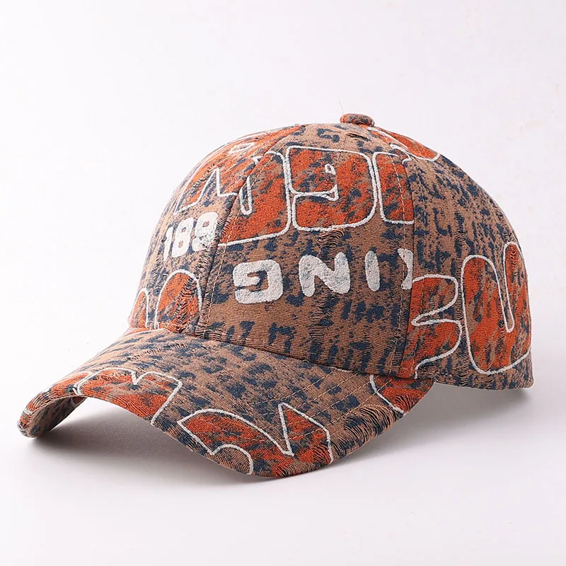 Full-size large-letter graffiti printed fringed baseball cap, both men's and women's styles, suitable for music festivals