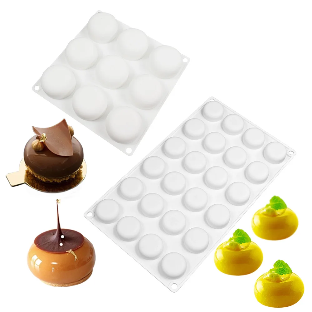 7 Options Flat Round Shaped Mousse Cake Silicone Molds Soap Mold DIY Chocolate Dessert Mold  Pudding Jelly Kitchen Baking Tools