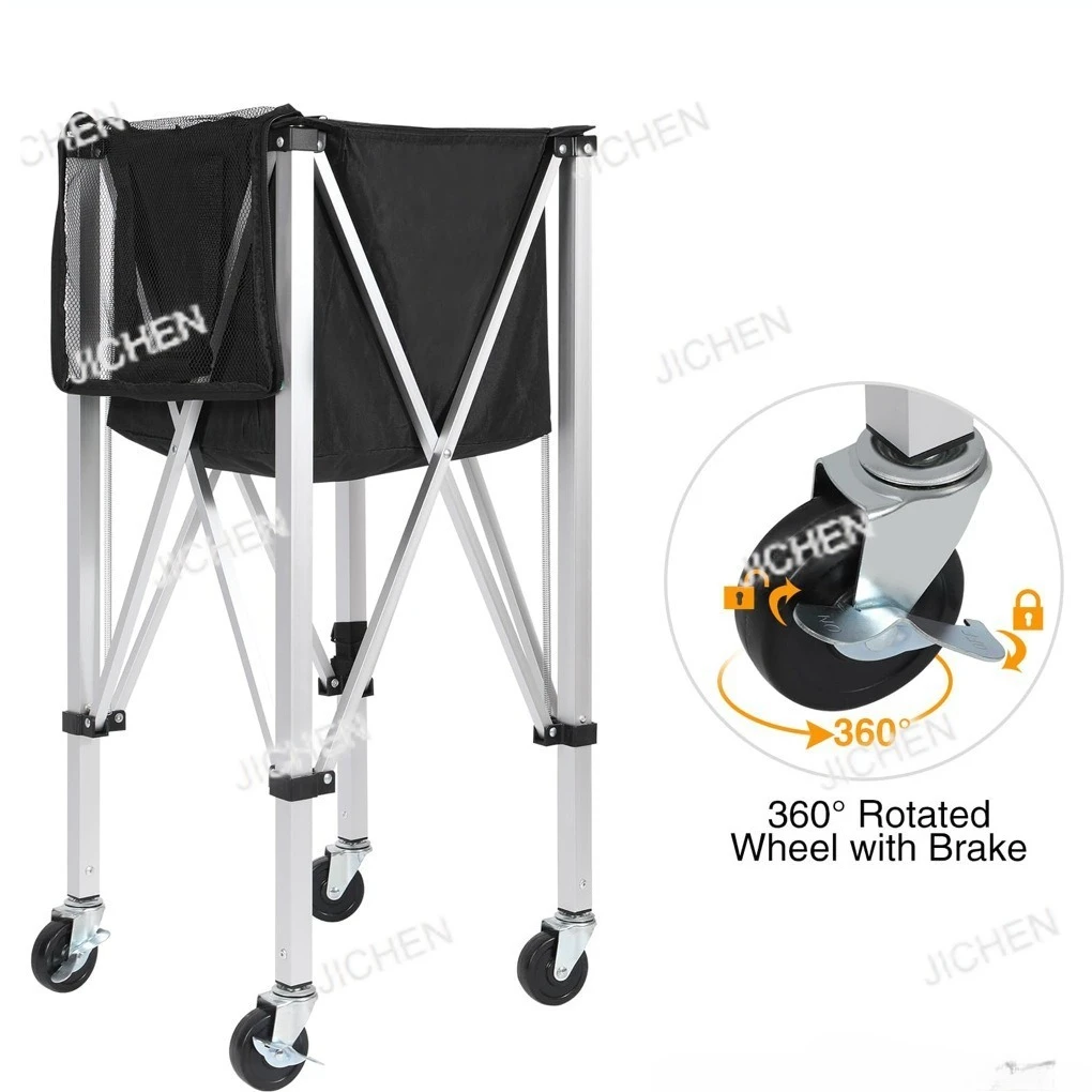 للطي شبكة الإطار سبائك الألومنيوم عربة التنس المحمول المحمولة مدرب سيارة الكرة سلة التعبئة والتغليف الكرة سلة تخزين الضوء