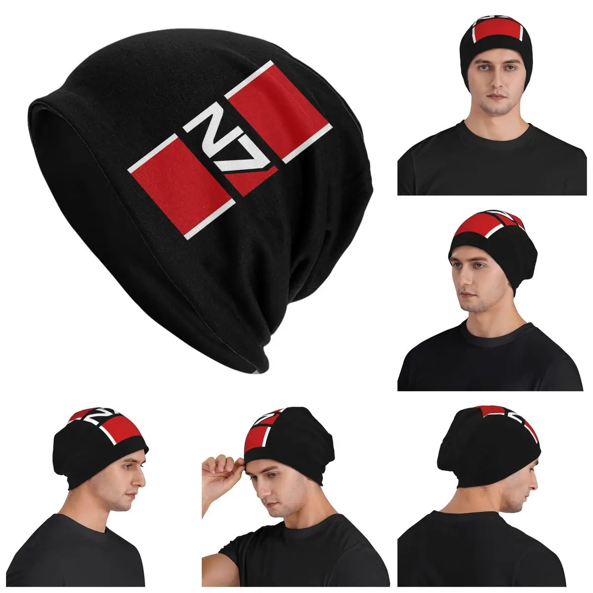 Classic Video Game N7 Mass Effect Men Women Adult Beanies Caps Knitted Bonnet Warm Hip Hop Autumn Winter Outdoor Skullies Hats