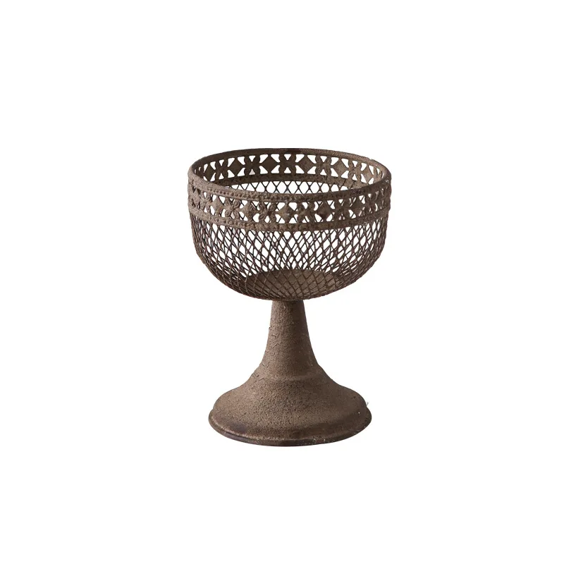 

Retro hollow, wrought iron old high-footed flower pot, entrance living room desktop decoration garden, balcony