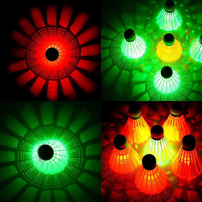 1Pcs Lighting Badminton Head LED Luminous Colorful Goose Feather Shuttlecock Outdoor Sports Entertainment Night Training Ball