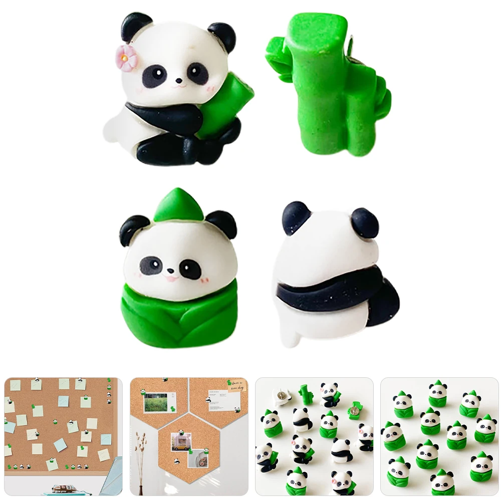 

40 Pcs Cartoon Panda Thumbtack Bulletin Board Pins Clear Tacks Black Push Cork Cubicle Clips