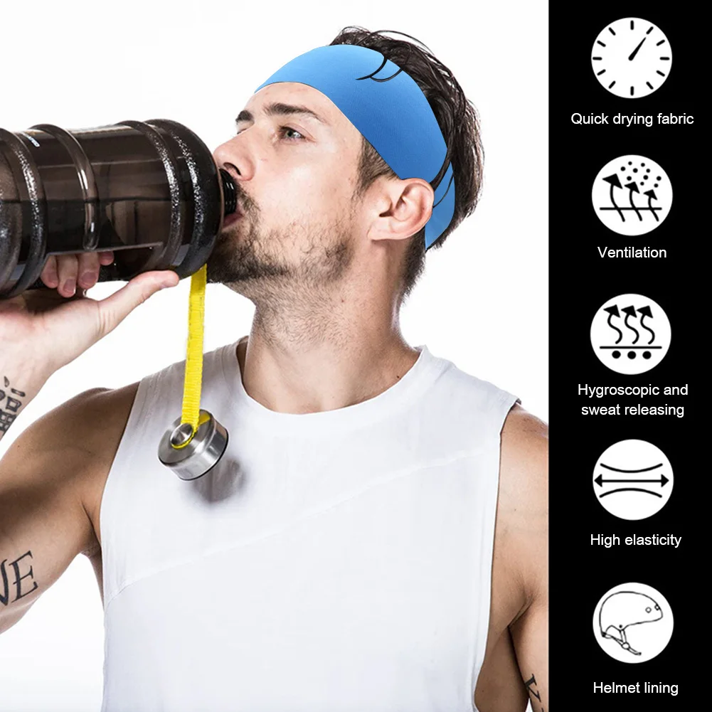

Elastic Headband Quick Dry Sweat Absorption Headdress Anti-slip Yoga Sweatband Breathable for Yoga Running Biking