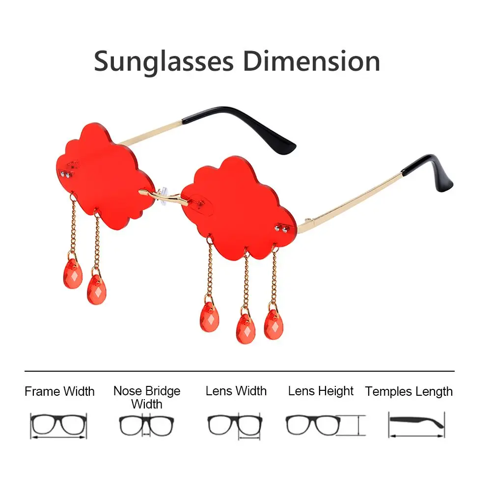 Funny Cloud Women Sunglasses 2024 New Trendy Rimless Tassel Shades Ins Brand Design Sun Glasses Steampunk Y2K Eyewear UV400