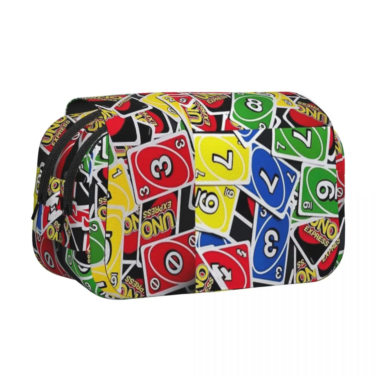 Uno Playing Cards Express Pattern Pencil Cases Pen Holder Hard Shell Leather Large Capacity Pen Box Pencil Bag for Students Gift