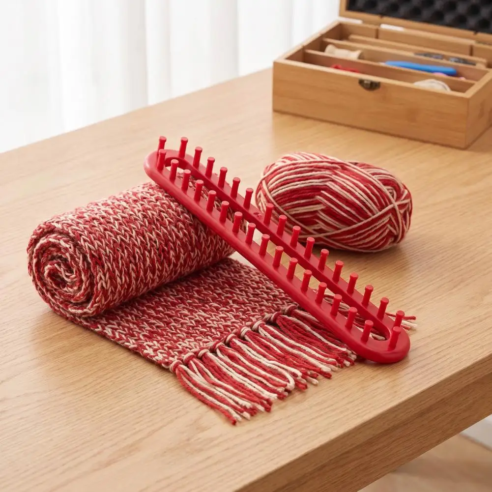 Adjustable Peg Loom Knitting Loom Kit Long Knitting Loom Hook Set for Beginners Plastic Rectangular Yarn Weaving Diy Hat Scarf