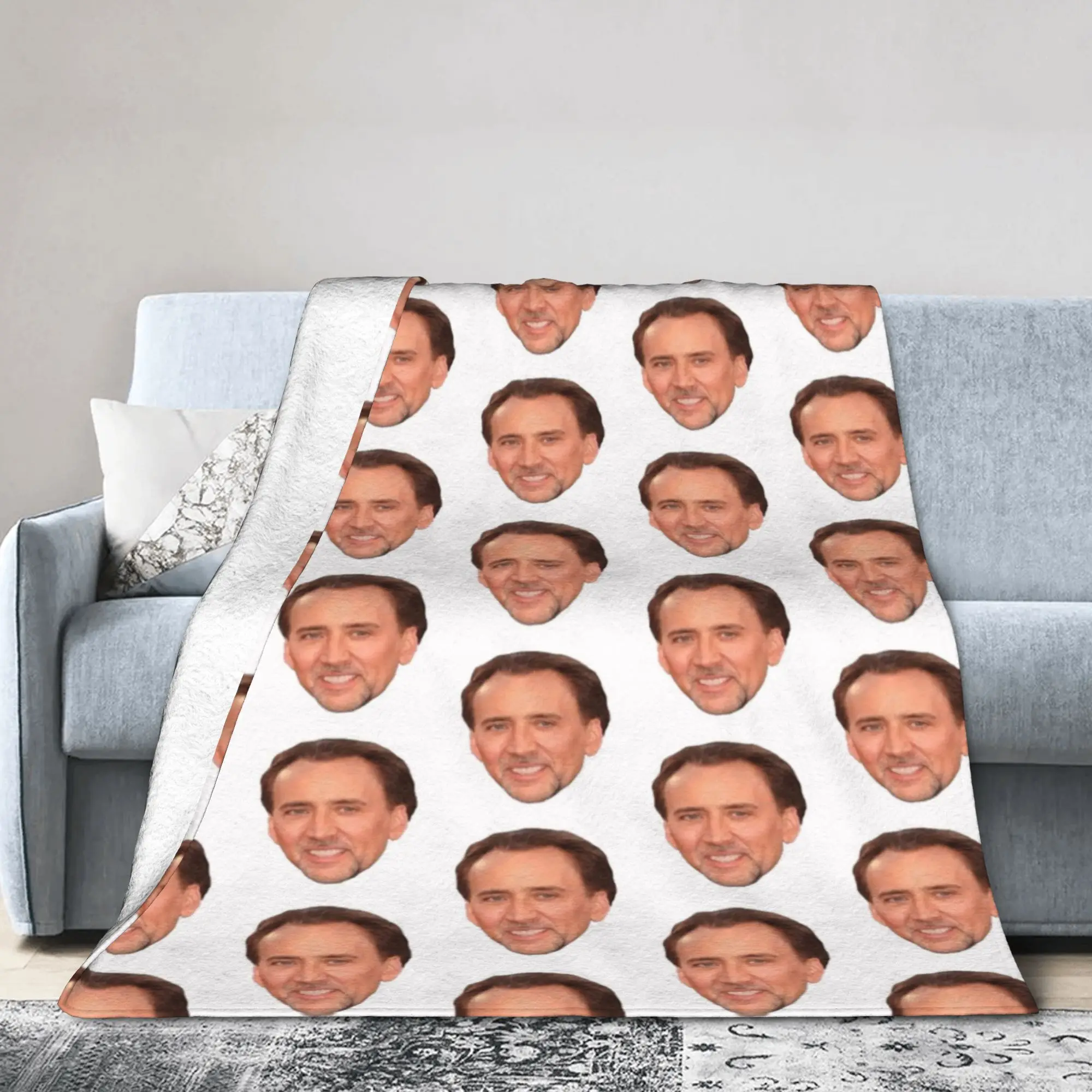 Nicolas Cage Blankets Velvet Summer Air Conditioning Actor Multi-function Soft Throw Blanket for Bed Travel Rug Piece