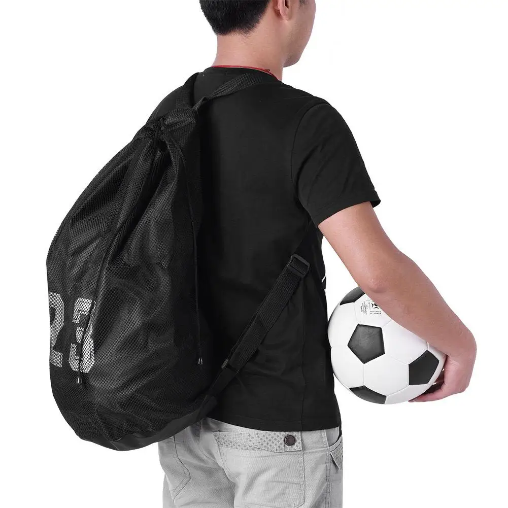 Large Capacity Mesh Drawstring Sports Bag for Football, Basketball & Soccer - Versatile Training Backpack & Shoulder Holder