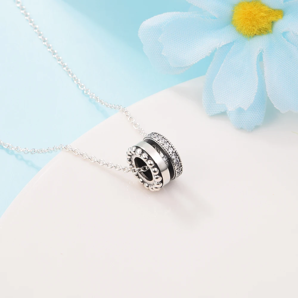 

Logo Pave & Beads Pendant & Necklaces For Women Man Necklace For Girls 925 Silver Chains Heart Choker Original Jewelry