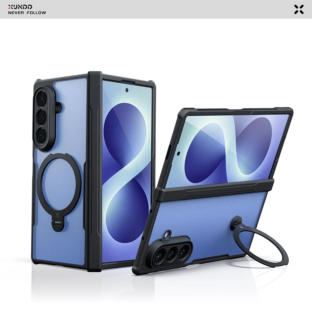 XUNDD Case For Samsung Galaxy Z Fold 8 Ultra Hinge Protection Shockproof Airbag Cover Magnetic Kickstand Anti Drop Clear Funda