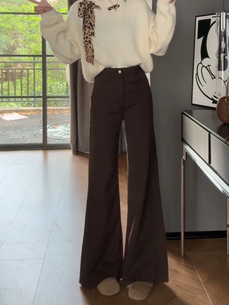 プラスサイズ Fce 裏地付き ストレートレッグ デニムジーンズ レディース ハイウエスト スリミング エラスティック フレアパンツ カジュアル 快適フィット