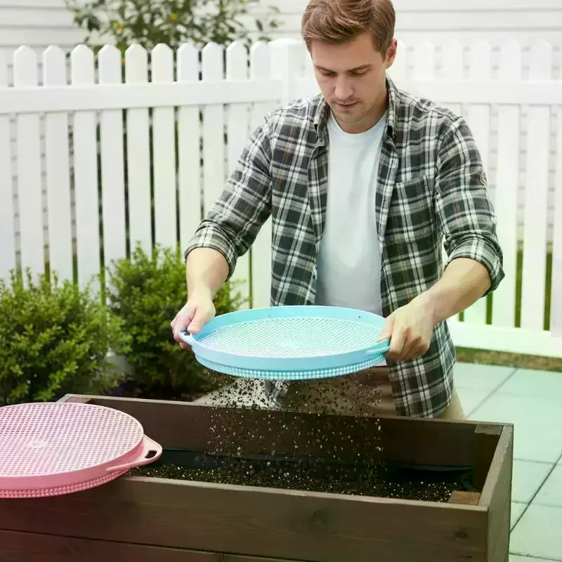 Garden Square Hole Soil Sieve Sifter Round Sifting Strainer Sand Screen Filter Compost Home Gardening Filter Soil And Stone Tool