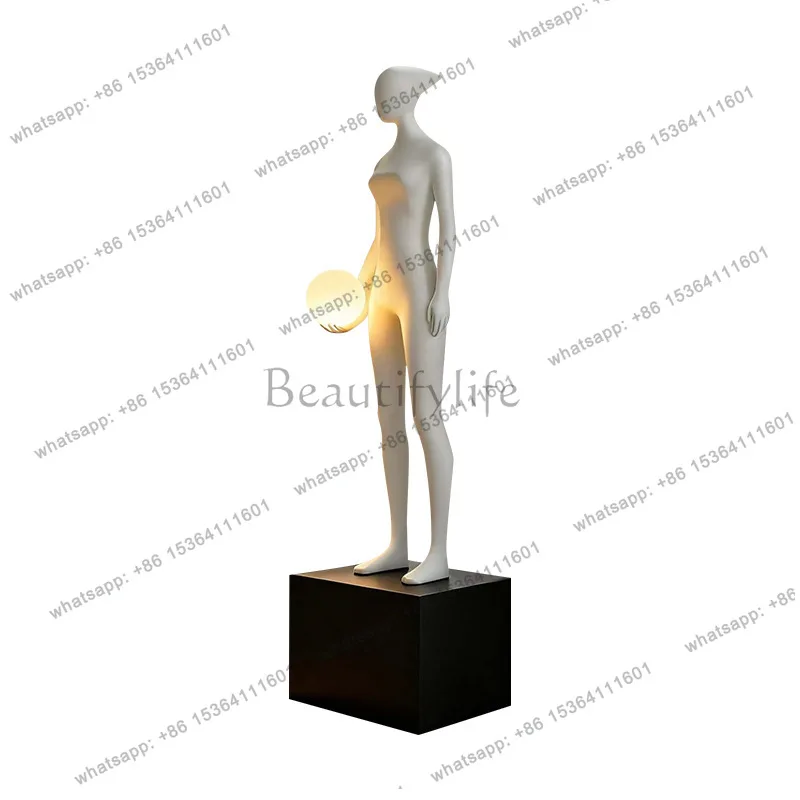 LS standing posture one-handed ball humanoid sculpture floor modern art figure creative decoration