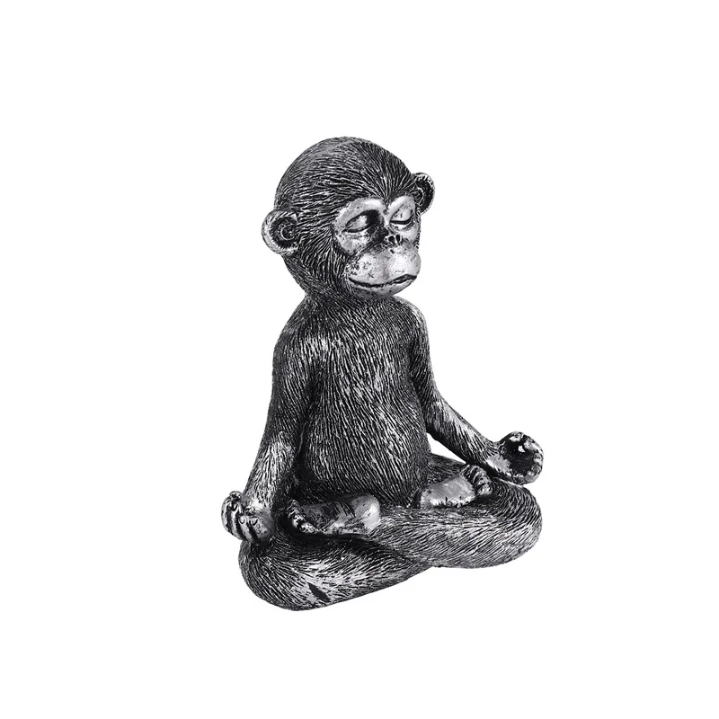 Meditating Monkey Statue Resin Yoga Buddha Figurine Home Decorative Sculptures for Patio Living Room Yard Outdoor-ABHG view 2