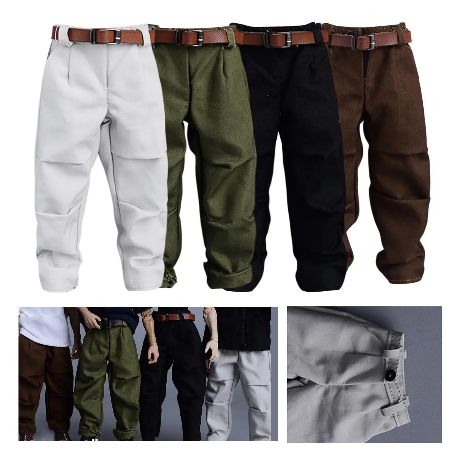 1:12 スケールハーレムパンツとベルト、アクションフィギュア服、カジュアルミニチュア人形コスチューム 6 インチアクションフィギュアアクセサリーコスチューム用