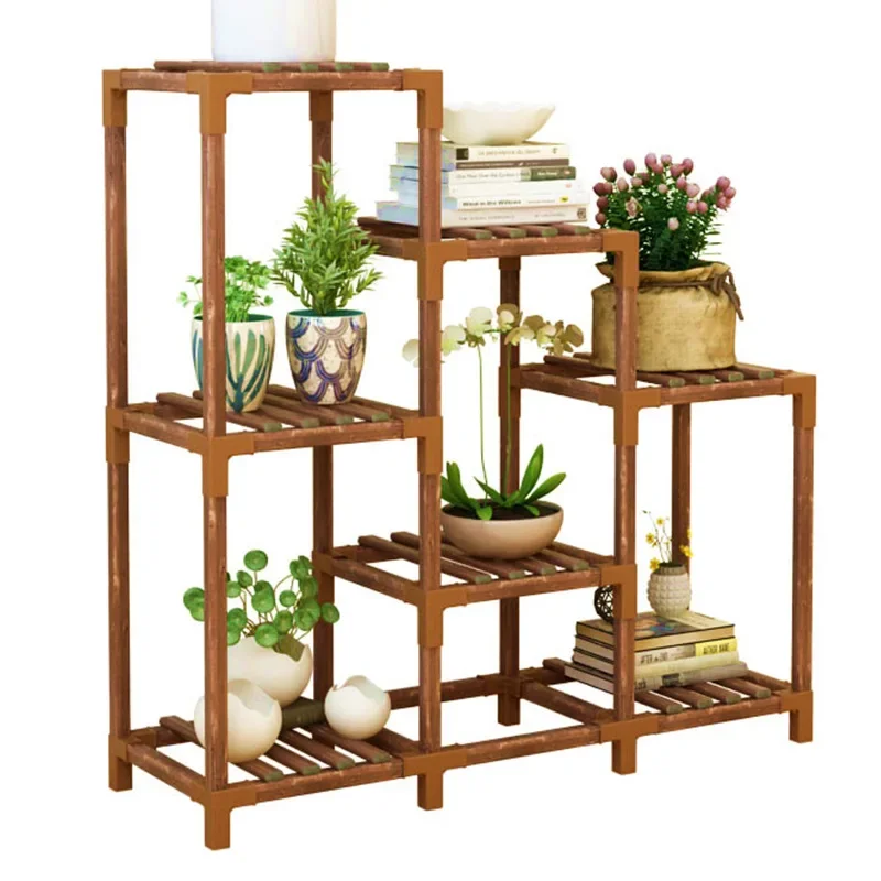 Madeira maciça Stand Shelf para Plantas de Interior, Plantadores e Vasos, Piso ao Teto, Varanda Suculenta Rack, Mobiliário de Jardim