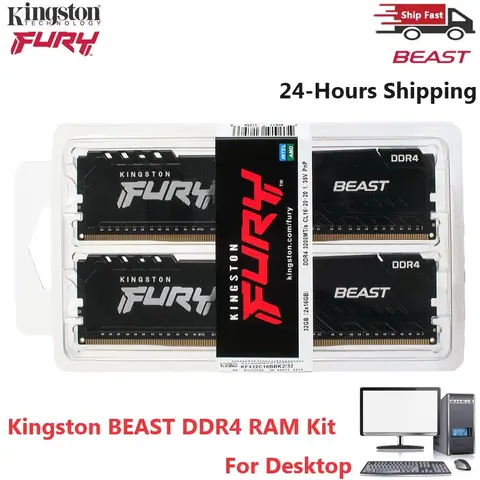 Kingston BEAST DDR4 Desktop RAM Memory DIMM 16GB(2x8GB) 32GB (2x16GB) Kit 2666MHz 3200MHz 288Pin Desktop Ram For Desktop Memoria