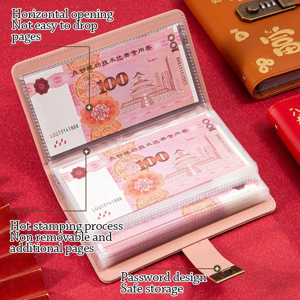Con blocco password 100 buste Sfida per risparmiare denaro Risparmia denaro Libro per la raccolta di denaro in PU Portatile impermeabile