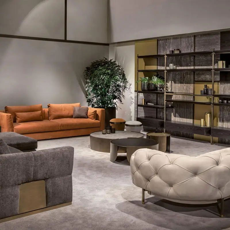 Luxury high quality postmodern living room Italian copper dining table Modern wooden design style coffee table