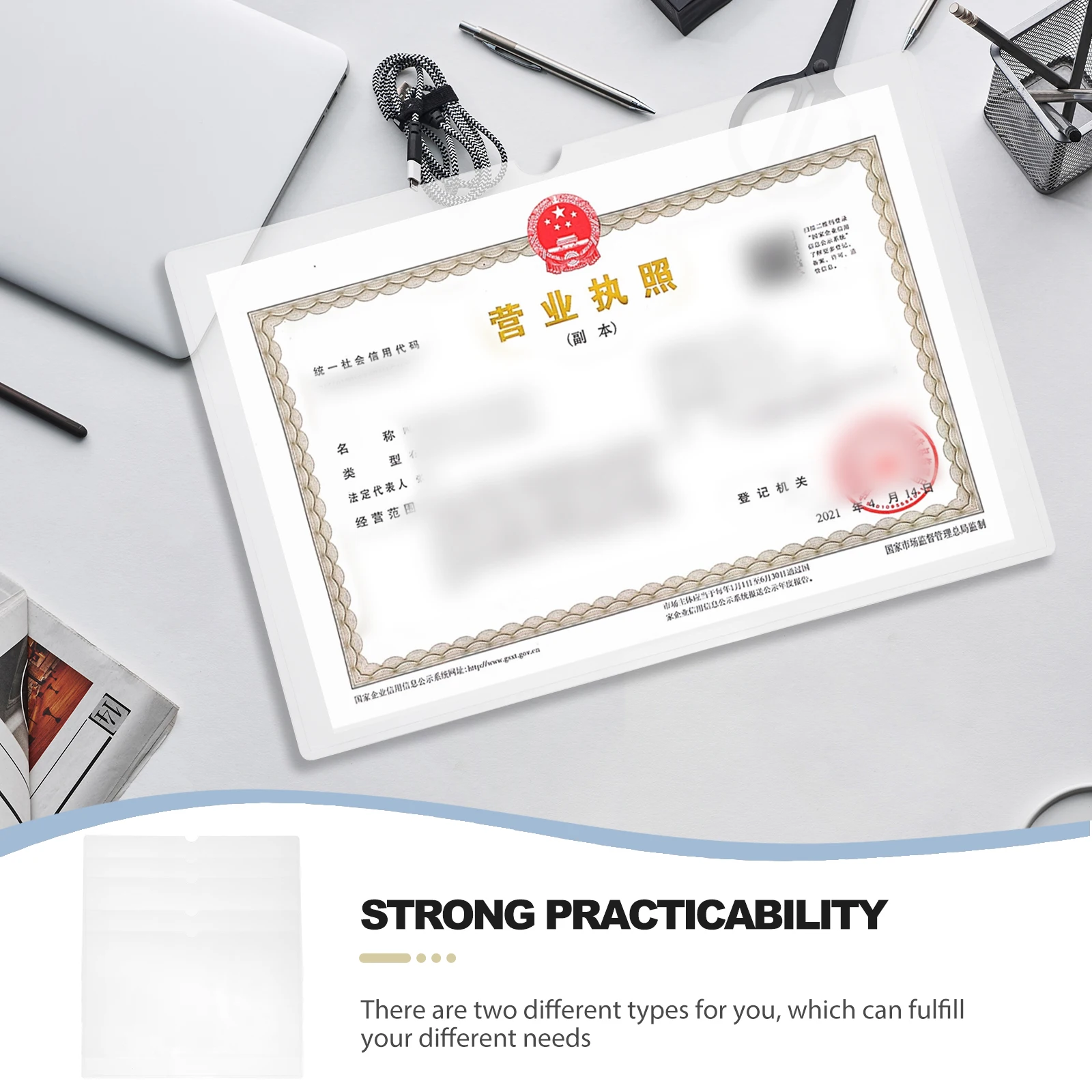 5pcs Business License PVC Protective Covers File Cases Document Holders Office Supplies Folder Storage