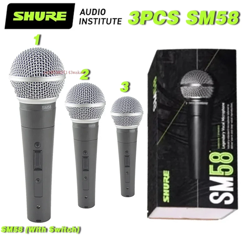 Original 3PCS Shure SM58S Legendary Wired Vocal Dynamic Microphone High Quality Professional DJ Cardioid Mic Karaoke KTV Show