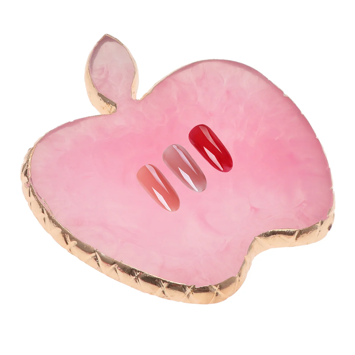 1 قطعة مانيكير مسمار الراتنج التفاح على شكل لوحة وردي فاتح العقيق الذهب حافة دائم الأظافر اللون لوحة أداة فنية لوحة أظافر #1